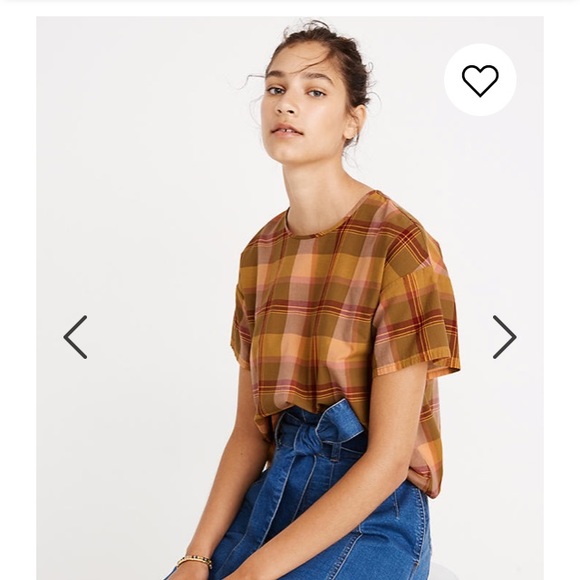 NWOT Madewell Boxy Button-Back Top in Plaid - Picture 3 of 3